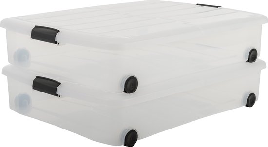IRIS Clearbox onder-het-bed Opbergbox- 2x 50L - Transparant