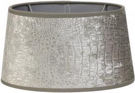 Verstelbaar Zuidelijk kan zijn Lampenkap zilver velours grijs ovaal print 21-17.5-12 | bol.com
