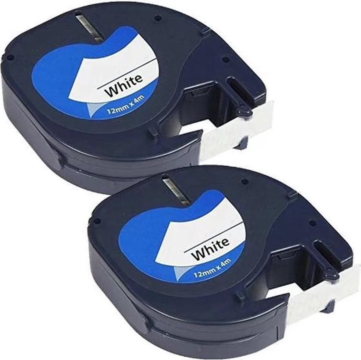 Dymo Label Tape 91201 - 12 mm x 4 m Plastic Tape voor Dymo LetraTag LT-100H/LT-100T/LT-110T/QX 50/XR/XM/2000 - 2 stuks - Dymo Compatible