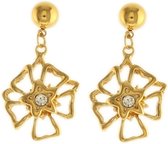 Behave® Dames oorbellen hangers bloem goud-kleur 3,5 cm