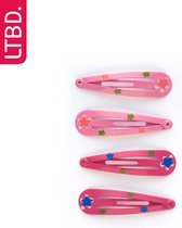 LTBD 4x haarspeld - clic clac haarspeldjes - clic-clacs - haarschuifjes voor meisjes - flowerpower - bloem