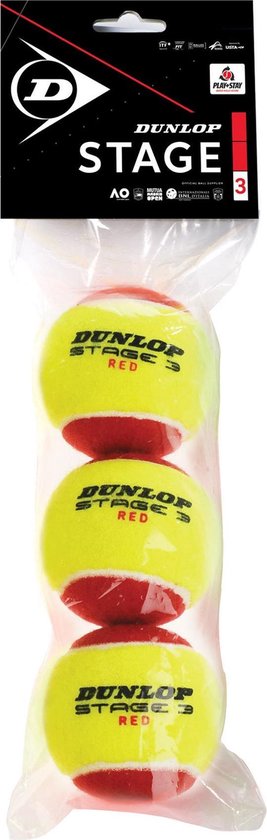Balles de tennis Dunlop Stage 3 rouge / jaune - 3 pièces