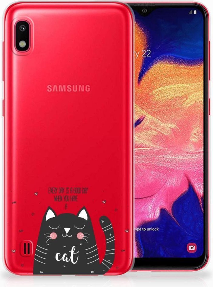 Samsung Galaxy A10 Telefoonhoesje met Naam Cat Good Day