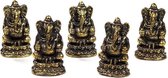 Decoratief Beeld - Minibeeldje Ganesha - Metaal - Yogi & Yogini - Goud - 2 X 2 Cm