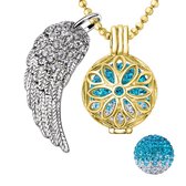 Quiges Engelenroeper 18mm Bolhouder met Ketting 90cm en Bolletje - Dames - Goudkleurig Bloem - EBS18159