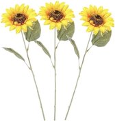 3x Gele zonnebloem kunstbloem 62 cm - Kunstbloemen boeketten