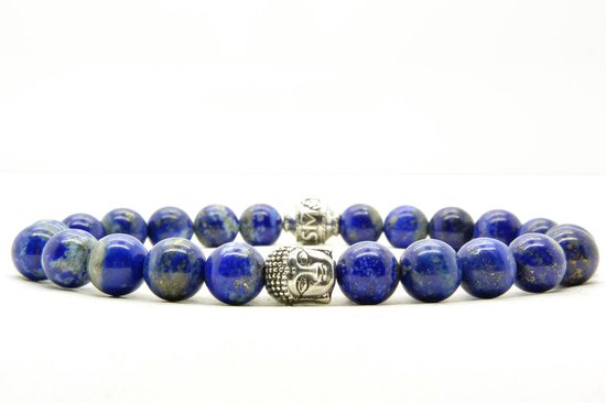 Beaddhism - Armband - Lapis - Buddha - Sterling Zilver - 8 mm - 23 cm