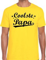 Coolste papa cadeau t-shirt geel voor heren S