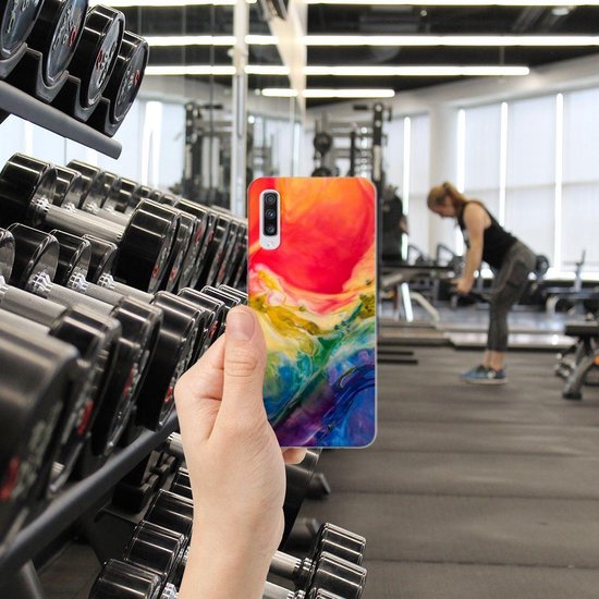 TPU Bumper Silicone Étui Housse pour Samsung Galaxy A70 Coque Aquarelle Noir