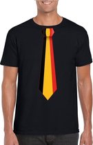 Zwart t-shirt met Belgie stropdas heren - Belgie supporter L
