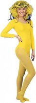 Gele verkleed bodysuit lange mouwen voor dames - Verkleedkleding/carnavalskleding verkleedaccessoires 36/40