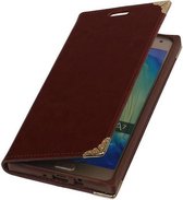Samsung Galaxy A7 - Bruin TPU Map Bookstyle Cover - Book Case Wallet Cover Beschermhoes