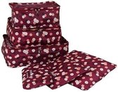 Packing Cubes Set 6 Stuks - Koffer Organizer - Travel Bag - Kleding Organizer Set - Backpack Kubussen - Opbergzakken - Backpack Cubes - Reizen - Rood Bloem