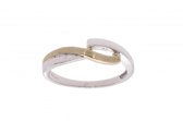 Verlinden Juwelier - Ring - Dames - geel en wit gouden met zirconia - maat 54 - 2 gram