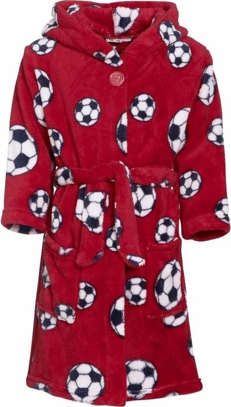 droefheid Evaluatie Watt Rode badjas/ochtendjas met voetbal print voor kinderen. 110/116 (5-6 jr) |  bol.com