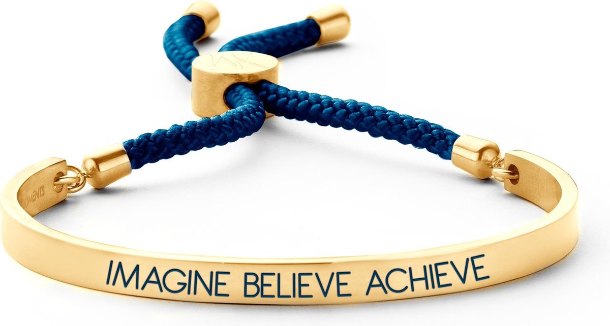 Key Moments 8KM BC0032 Open Bangle 5mm Imagine Believe Achieve - donker blauw