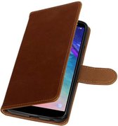Bruin Pull-up Booktype Hoesje voor Samsung Galaxy A6 2018