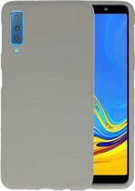 Bestcases Color Telefoonhoesje - Backcover Hoesje - Siliconen Case Back Cover voor Samsung Galaxy A7 (2018) - Grijs