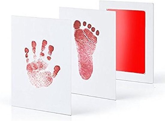 2 STUKS | Rode Inkt | Baby Handafdruk | Baby Voetafdruk | Babyshower | Kraamcadeau | Eenvoudig Te Reinigen | Alternatief Voor Gipsafdruk