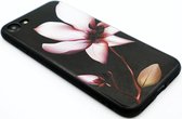 Luxe 3D Bloemen Flower Cover voor iPhone 7 | iPhone 8 | Hoogwaardig TPU | Soft case zacht | Roze - Zwart hoesje