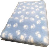 Vet Bed -- Lichtblauw + witte Voetprint - Latex Anti-Slip 26mm- Rol van 10 meter/150cm breed