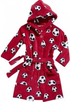 Playshoes - Fleece badjas voor kinderen - Voetbal - Rood - maat 122-128cm