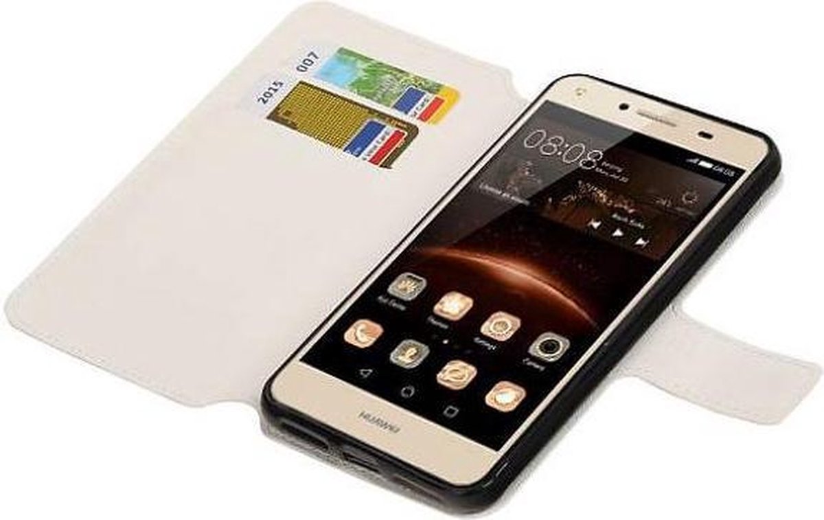 Cross Pattern TPU Bookstyle Wallet Case Hoesje Geschikt voor Huawei Y5 II Wit