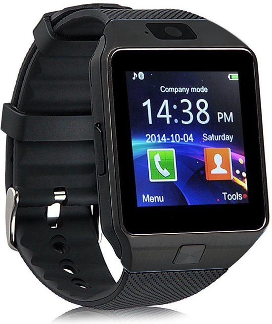 Zwarte Gadget Smartwatch met camera en Bluetooth Whatsapp Facebook bol
