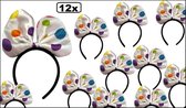 12x Diadeem strik met bollen - diadeem haarband hoofband minnie carnaval thema feest disney polonaise