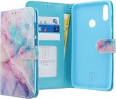 Huawei Y7 2019 Bookcase hoesje - CaseBoutique - Marmer look Blauw - Kunstleer