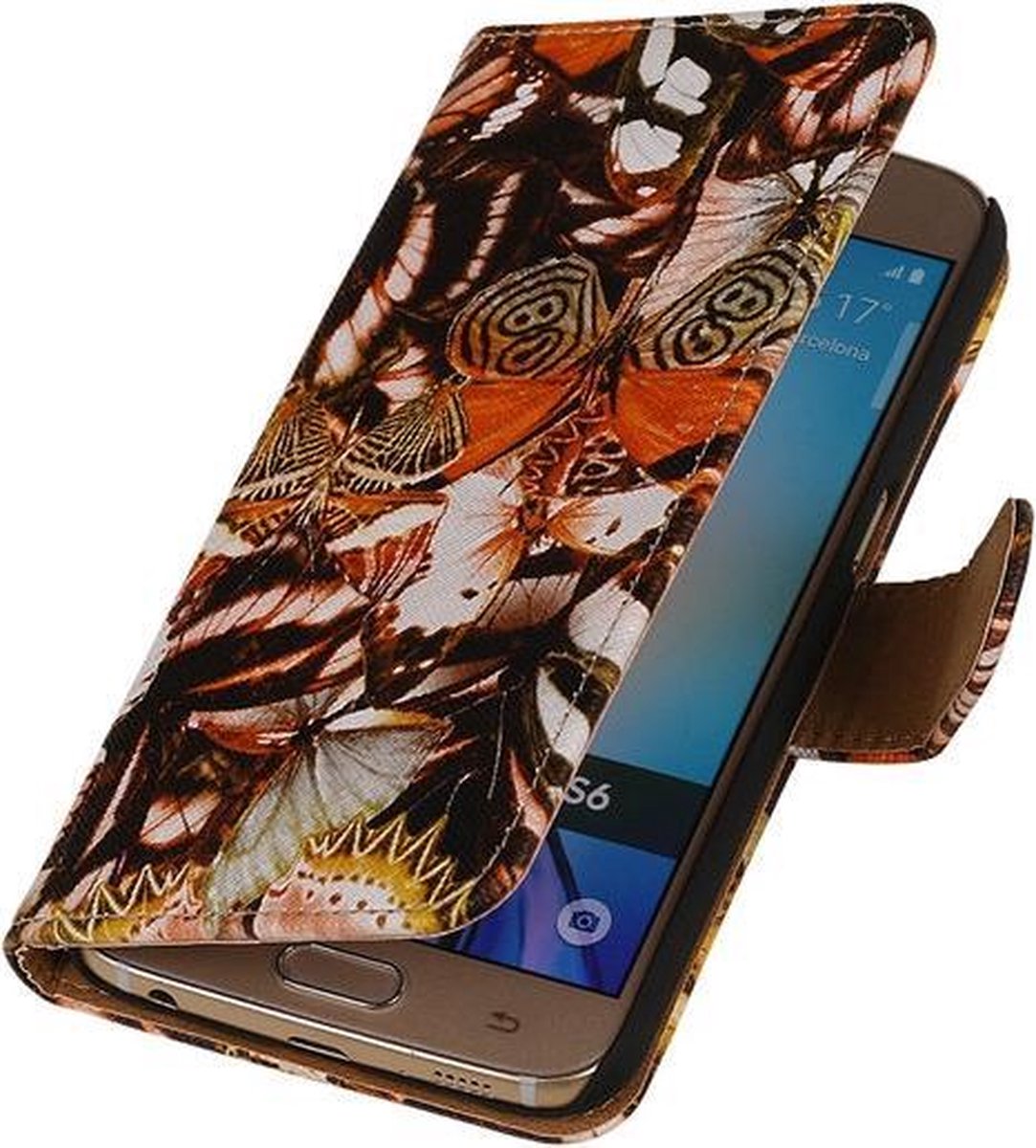 BestCases.nl Geel Vlinder Booktype wallet hoesje voor Apple iPhone 5 / 5s