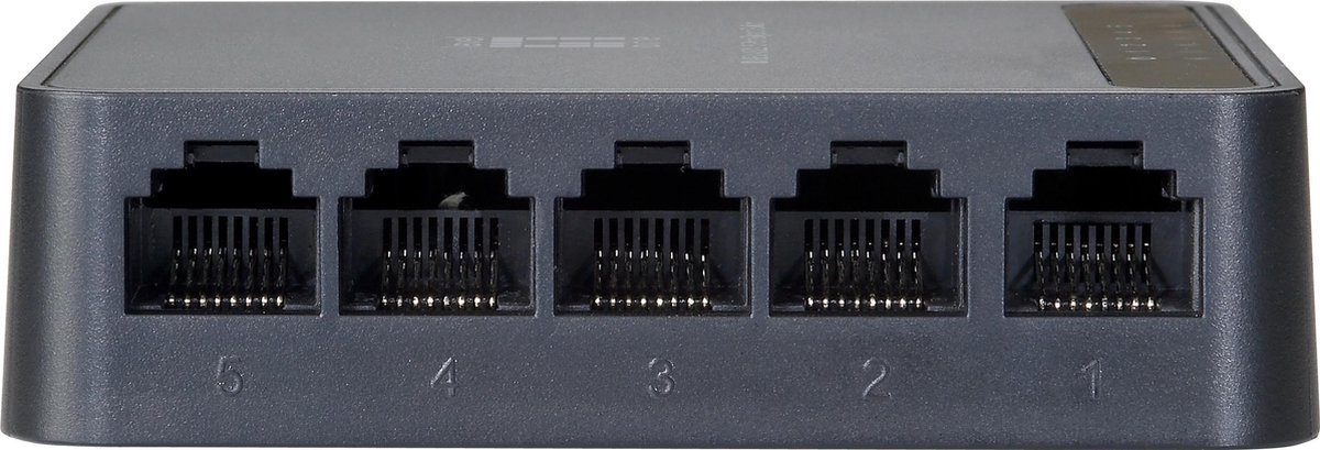 LevelOne GEU-0522 5-Port Gigabit Switch, 6x RJ45, 10/100/1000, Full duplex, 1K MAC, 10 Gbps, Black