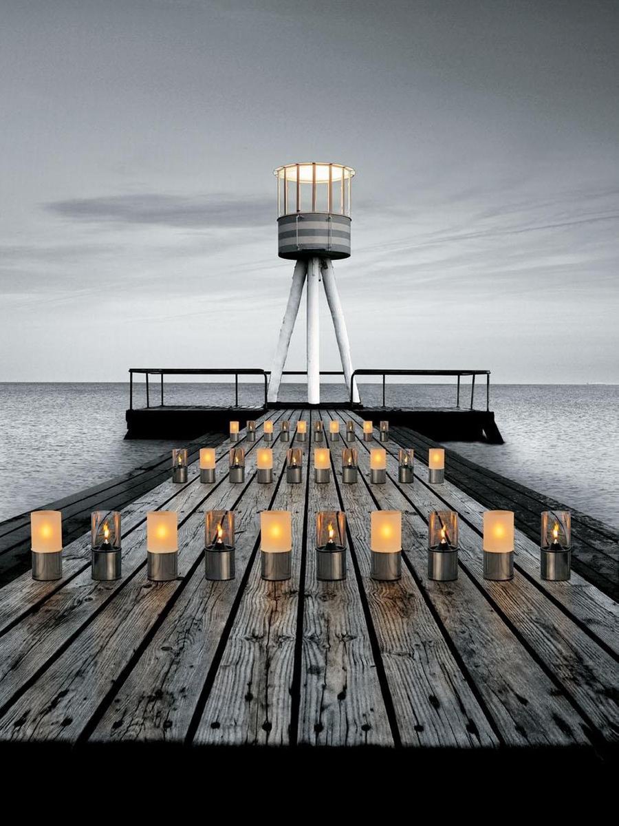 Lampe à Huile Design Stelton – Acier Inoxydable Et Verre Clair, Modèle 1005, 18x8.5 Cm