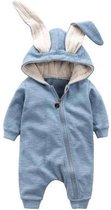 Konijn onesie romper baby (Blauw) 7-9 Maanden