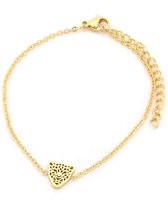 Dielay - Armband Dames - Panter / Luipaard - RVS - Lengte Verstelbaar 17-21 cm - Hanger 8 mm - Goudkleurig