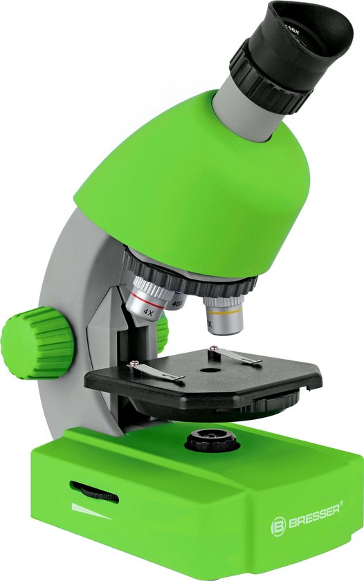 Bresser Junior Microscoop – 40x640x – Groen – Incl. Accessoirespakket – Voor Transparante Preparaten