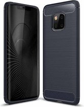 Huawei Mate 20 Pro - hoes, cover, case - TPU - Carbon fiber textuur - Donker blauw