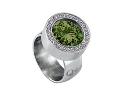 Quiges RVS Schroefsysteem Zirkonia Ring Zilverkleurig 16mm met Verwisselbare 12mm Mini Munt - SLSRS48416