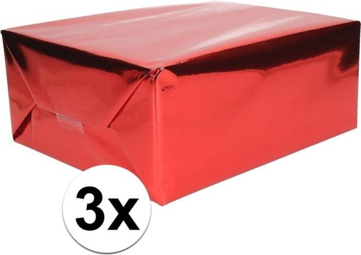 3x Papier cadeau rouge métallisé - 400 x 50 cm - papier cadeau / papier  cadeau | bol.com