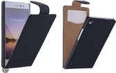 Zwart Effen Classic Flipcase Hoesje Huawei Ascend P7