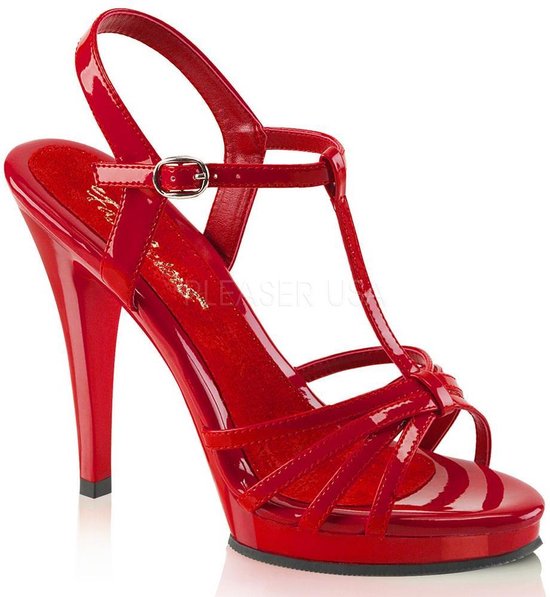 Flair-420 lak sandaal met T-bandje en stiletto hak rood - (EU 39 = US 9) - Fabulicious