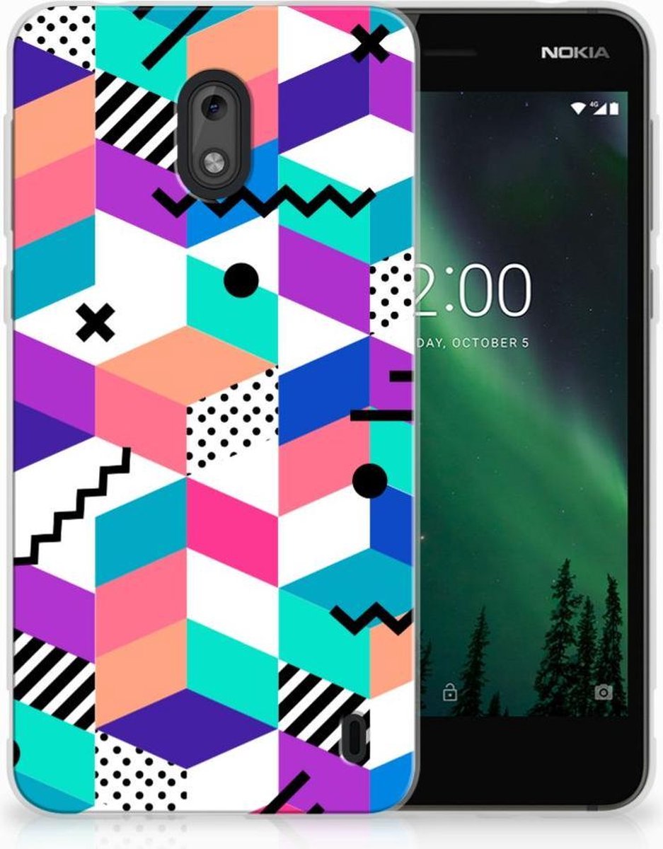 Nokia 2 TPU Hoesje Blokken Kleurrijk