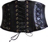 Zac's Alter Ego - Wide elasticated waist lace up corset Taille riem - Zwart