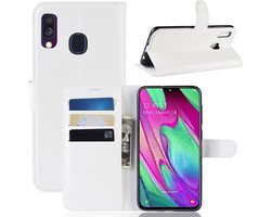 Book Case - Geschikt voor Samsung Galaxy A40 Hoesje - Wit