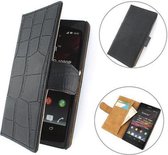 TCC Luxe Hoesje Sony Xperia C Book Case Flip Cover C2305 - Croco Zwart