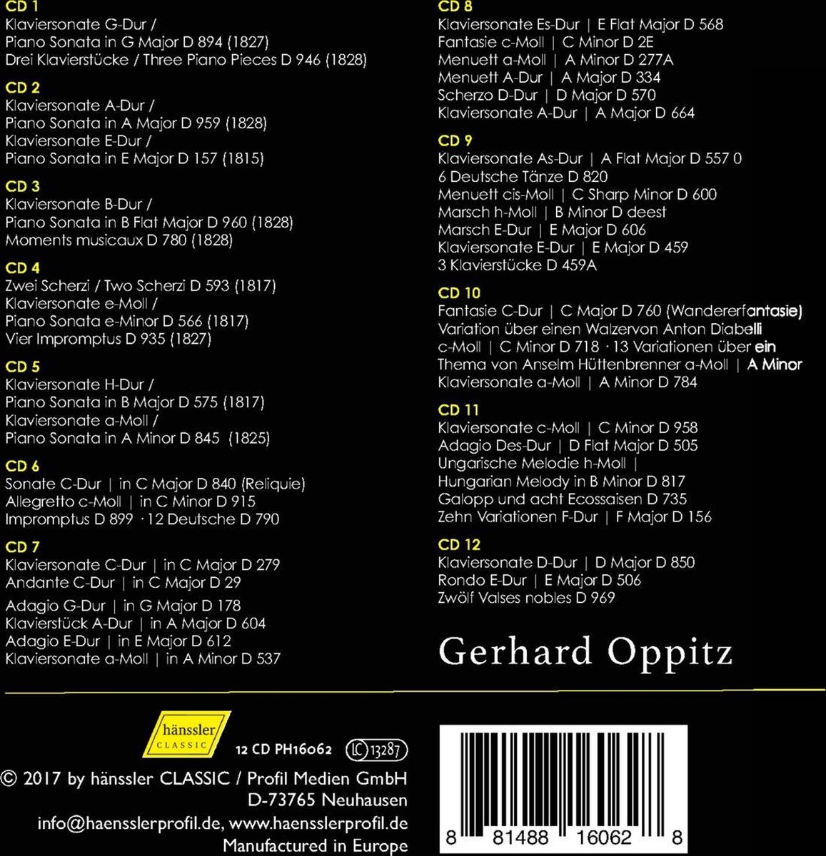 Gerhard　Schubert:　Muziek　Works　Oppitz　Oppitz　Gerhard　(CD),　Piano　bol