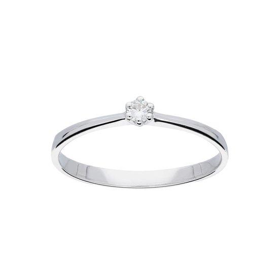 Glow ring met diamant solitaire - 1-0.05ct G/SI - witgoud 14kt - mt 58