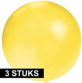 3x Grote ballonnen 60 cm geel  - Geschikt voor lucht of helium - Feest/Verjaardag artikelen