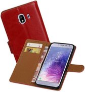 Zakelijke Book Case Telefoonhoesje Geschikt voor de Samsung Galaxy J4 - Portemonnee Hoesje - Pasjeshouder Wallet Case - Rood