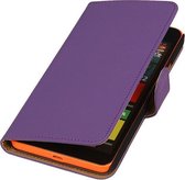 Microsoft Lumia 640 XL Effen Booktype Wallet Hoesje Paars - Cover Case Hoes